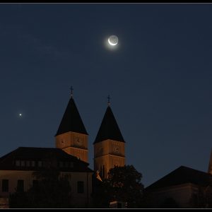 Moon, Venus, and Cathedral