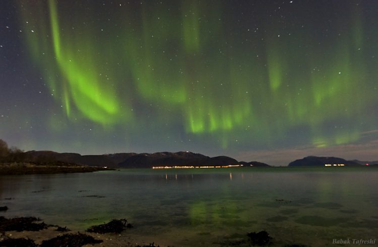 Aurora above Fjord Landscape