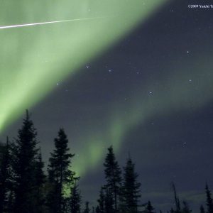 Meteor Through Aurora