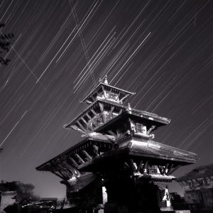 Meteors and Trails Above Panauti Temple