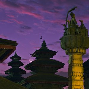 Moonrise Above Nepal Heritage