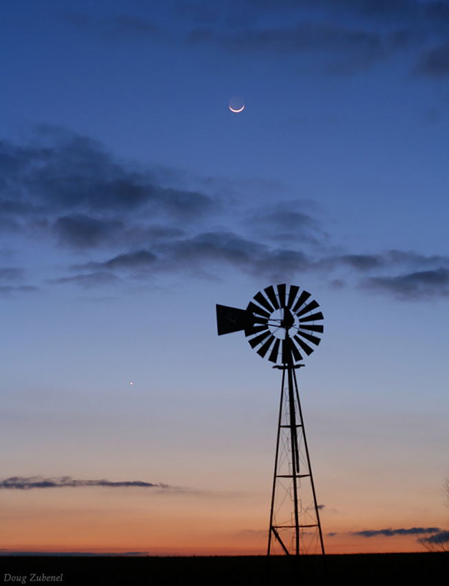 Windmill, Moon and Venus