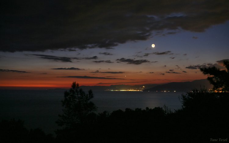 Moon and Venus above Demre, Antalya