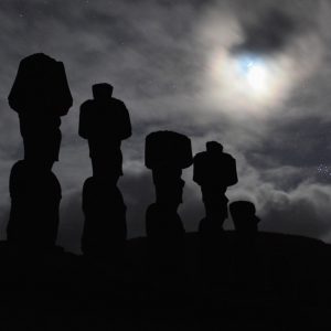 Moon and Pleiades above the Easter Island
