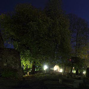 Old Church in a Full Moon Night