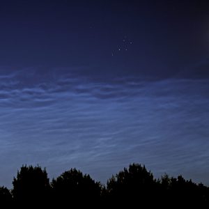 Moon, Pleiades, and Mysterious Clouds