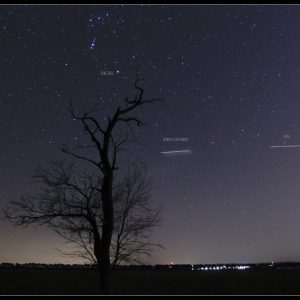 Space Station and Discovery Shuttle