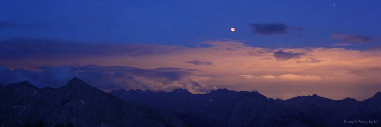 Lunar Eclipse above Alps