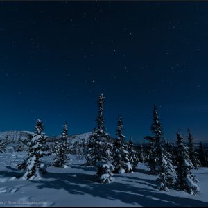 Mars over Snowy Landscape
