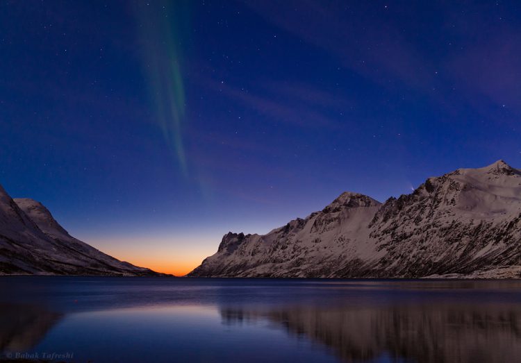 Comet and Aurora in Norway Sky