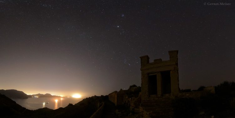 Lights and Stars over the Mediterranean Sea