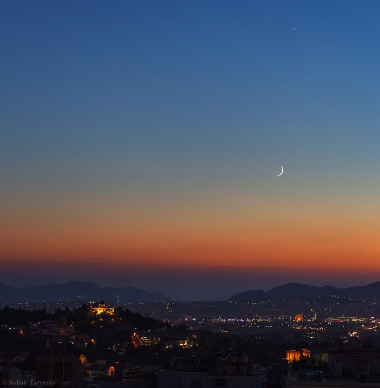 Moon, Venus, and Athens National Observatory