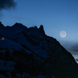 Earthshine over the Alps
