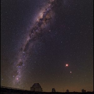 Red Moon and Spectacular Milky Way