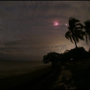 Ocean Breeze and Eclipsed Moon
