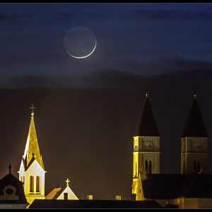 Young Moon over the Cathedral
