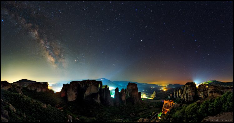 The Milky Way over Meteora