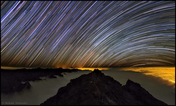 Star Trails Over Planet Earth