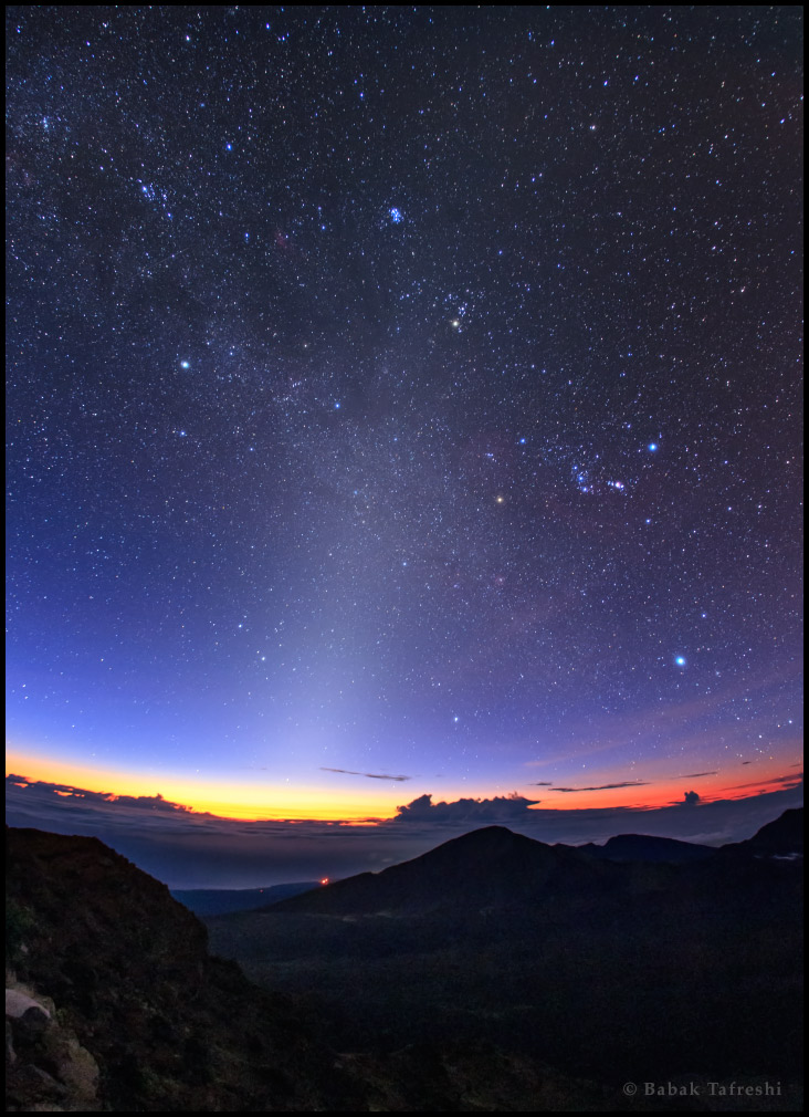 Zodiacal Light, Milky Way, and Winter Hexagon