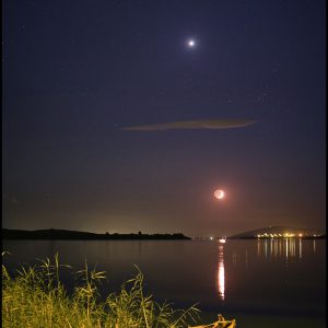 Calm Water, Planets and a Crescent