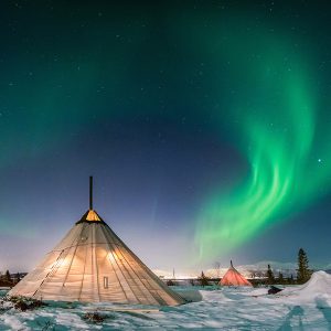 Northern Lights above Sami Tents