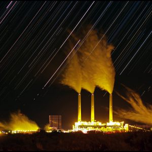 Coal-fired Power Station at Night