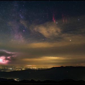 Red Sprites and Milky Way