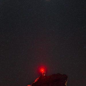 Lone Stargazer in a Midnight Eclipse