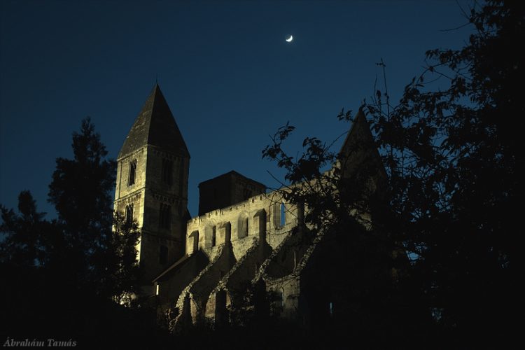 Crescent Moon Above Ruined Church