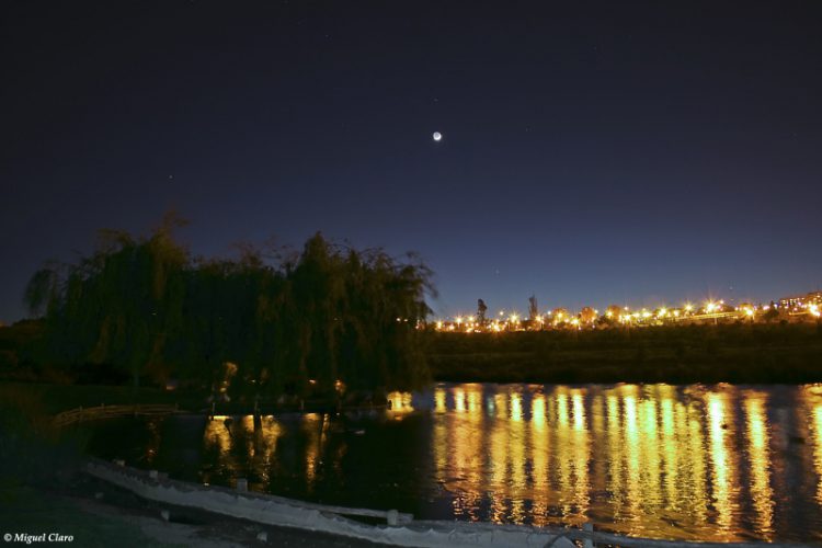 Moon and Mercury over Peace Park Lake