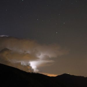 Moon, Pleiades, and a Storm