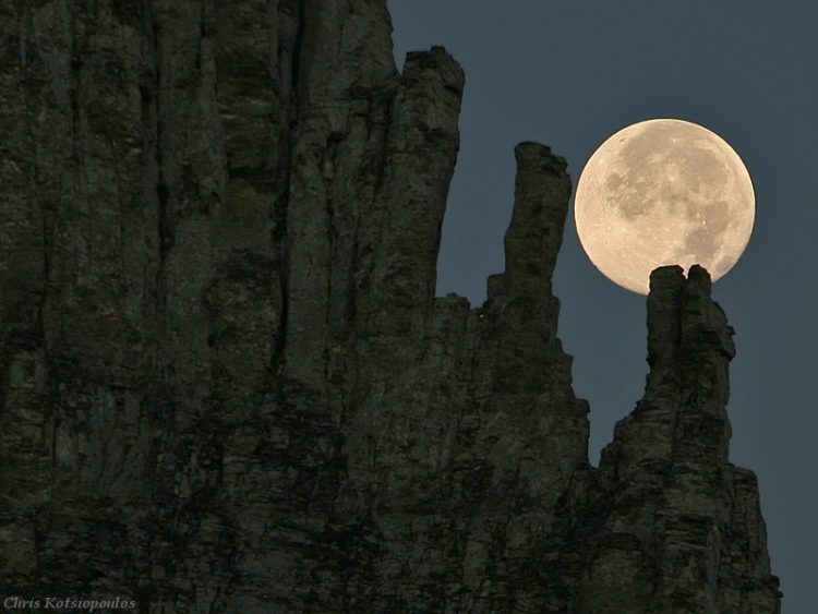 Moon on the top of Greece