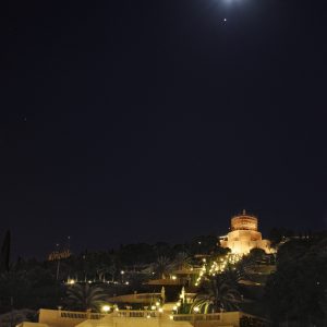 Moon and Jupiter over Bahai Gardens