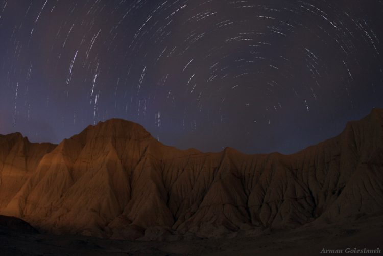 Star Trails over Martian Mountains