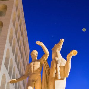 Venus, Saturn, and the Moon above Rome