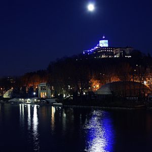 Moon over the river Po