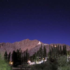 Moonlight over Tsemo Gompa