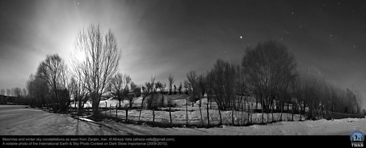 Moonrise and the Winter Constellations