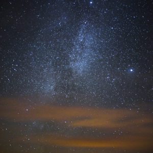 Milky Way, Clouds, and Light Pollution