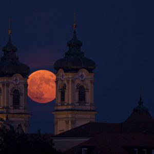 Full Moon between the Steeples