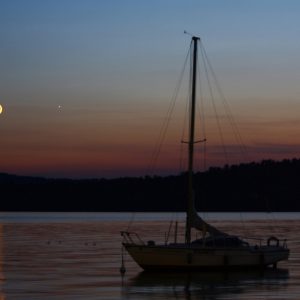 Moon and Venus over Viverone Lake