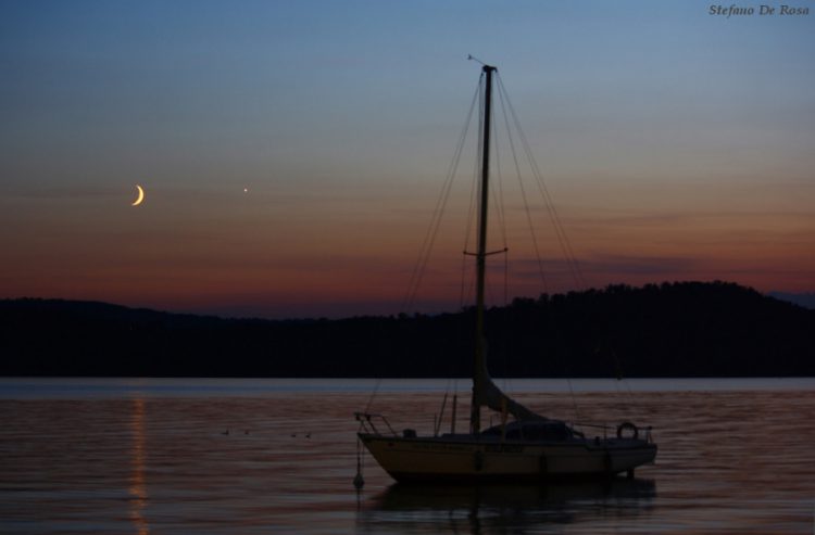 Moon and Venus over Viverone Lake