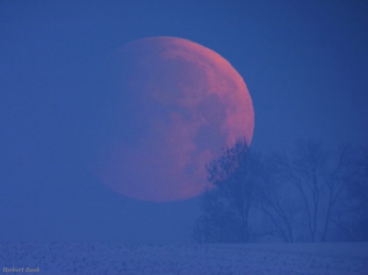 Eclipsed Moon Setting