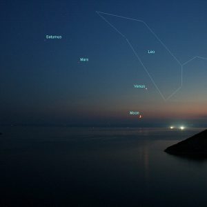 Crescent Moon, Planets, and Adriatic Sea