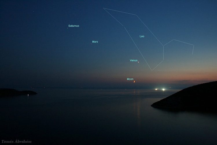Crescent Moon, Planets, and Adriatic Sea