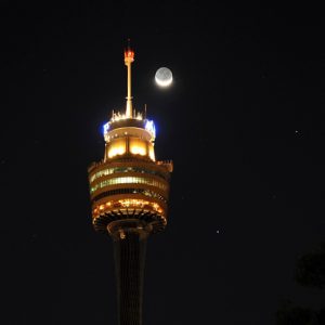 Towering Moon and Planets