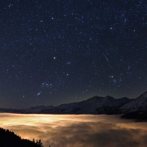 Orion and Siruis over Mont Blanc Massif