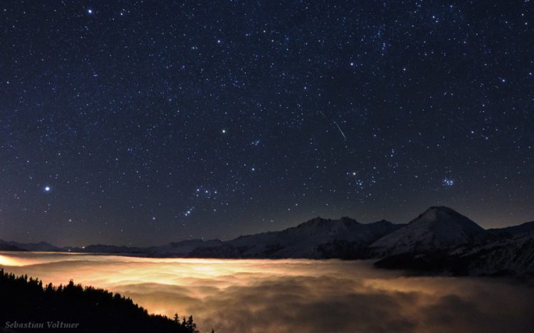 Orion and Siruis over Mont Blanc Massif