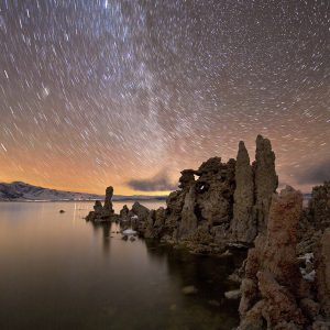 Star Trails Above an Alien Lake