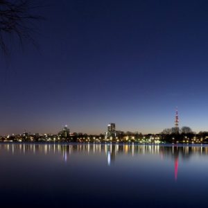 Moon and Jupiter over Hamburg